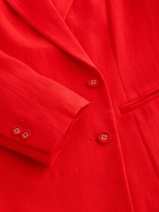 Red Relaxed Double Breasted Crinkle Blazer - Image 8 of 8