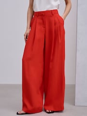 Red Crinkle Palazzo Trousers - Image 2 of 8