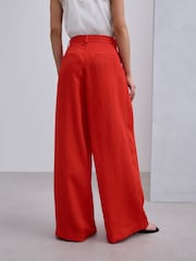 Red Crinkle Palazzo Trousers - Image 4 of 8