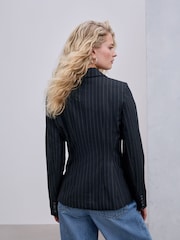 Navy Pinstripe Sculpted Single Breasted Blazer - Image 4 of 8
