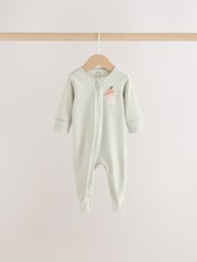 Sage Green Acorn 3 Pack Two Way Zip Baby Sleepsuit (0-3yrs) - Image 3 of 11