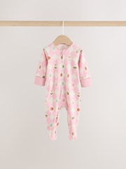 Sage Green Acorn 3 Pack Two Way Zip Baby Sleepsuit (0-3yrs) - Image 4 of 11