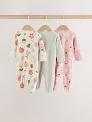 Sage Green Acorn 3 Pack Two Way Zip Baby Sleepsuit (0-3yrs) - Image 5 of 11
