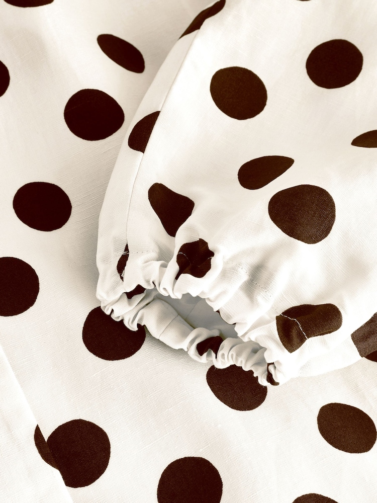 White/Chocolate Brown Polka Dot Funnel Neck Bomber Jacket - Image 7 of 7