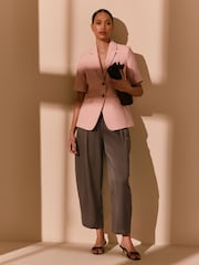 Brown Satin Barrel Tailored Trousers - Image 4 of 9