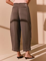 Brown Satin Barrel Tailored Trousers - Image 5 of 9