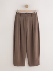 Brown Satin Barrel Tailored Trousers - Image 7 of 9