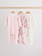 Pink Floral Bunny Baby Sleepsuits 3 Pack (0mths-2yrs) - Image 2 of 14
