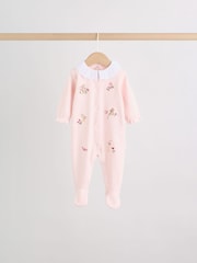 Pink Floral Bunny Baby Sleepsuits 3 Pack (0mths-2yrs) - Image 3 of 14