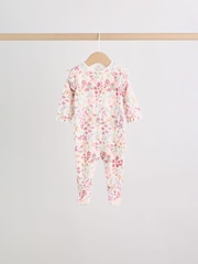 Pink Floral Bunny Baby Sleepsuits 3 Pack (0mths-2yrs) - Image 4 of 14