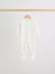 Pink Floral Bunny Baby Sleepsuits 3 Pack (0mths-2yrs) - Image 5 of 14