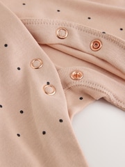 Cream/Pink Polka Dot Baby Sleepsuits 3 Pack (0mths-2yrs) - Image 11 of 14