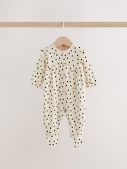 Cream/Pink Polka Dot Baby Sleepsuits 3 Pack (0mths-2yrs) - Image 3 of 14