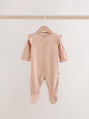 Cream/Pink Polka Dot Baby Sleepsuits 3 Pack (0mths-2yrs) - Image 4 of 14