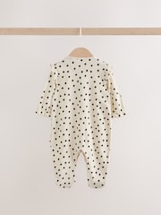 Cream/Pink Polka Dot Baby Sleepsuits 3 Pack (0mths-2yrs) - Image 5 of 14