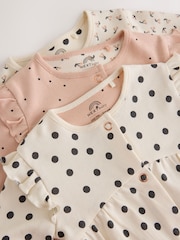 Cream/Pink Polka Dot Baby Sleepsuits 3 Pack (0mths-2yrs) - Image 8 of 14