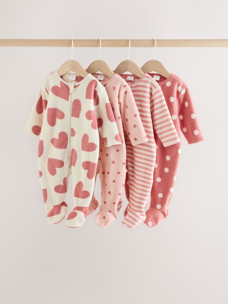 Rozo Srce - Beba Mikro runo Dvosmerni rar Sleepsuits 4 paket - Slika 1 od 11
