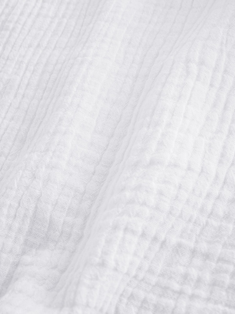 Laura Ashley White Ruffle Short Sleeve Linen Blend Top - Image 3 of 3