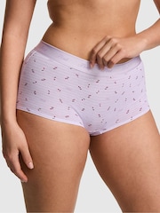 Victoria's Secret PINK Purple Whisper Cherry Print Boyshort Cotton Logo Knickers - Image 1 of 2
