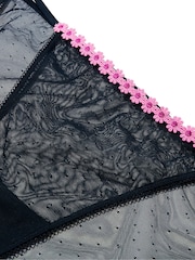 Victoria's Secret Pink Noir Navy Blue String Bikini Daisy Embroidery Knickers - Image 3 of 3