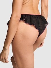 Victoria's Secret Pink Black 'Kiss Me' Tanga Lace Knickers - Image 2 of 2