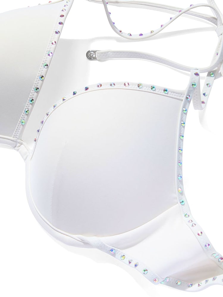 Victoria's Secret Coconut White Diamanté Push Up Bridal Bikini Top - Image 3 of 3