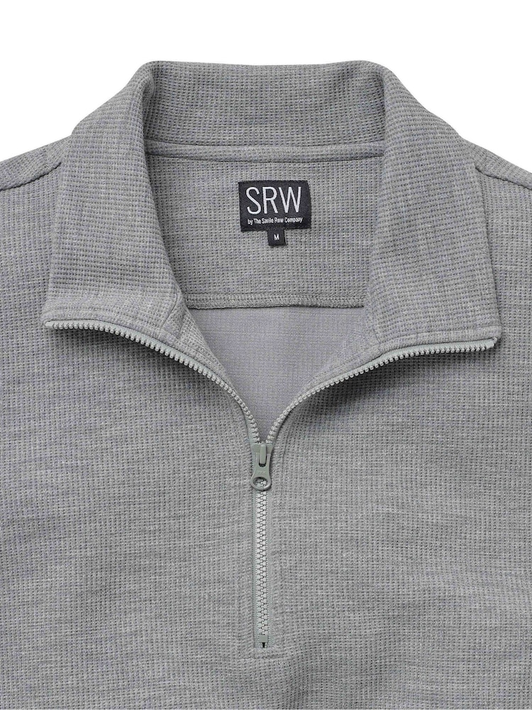 Savile Row Company Grey Moisture Wicking Half-Zip Waffle Sweatshirt - Image 4 of 4 Savile Row Company Grey Moisture Wicking Half-Zip Waffle Sweatshirt - Image 4 of 4