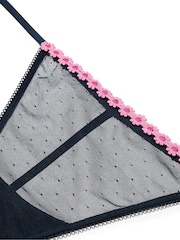 Victoria's Secret Pink Noir Navy Blue G-String Daisy Embroidery Knickers - Image 3 of 3