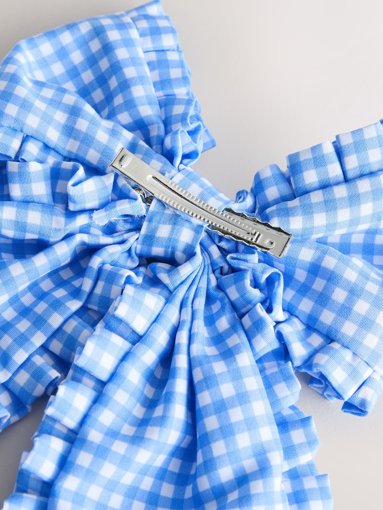 Blue Gingham Bow Hair Clip - Image 4 of 4