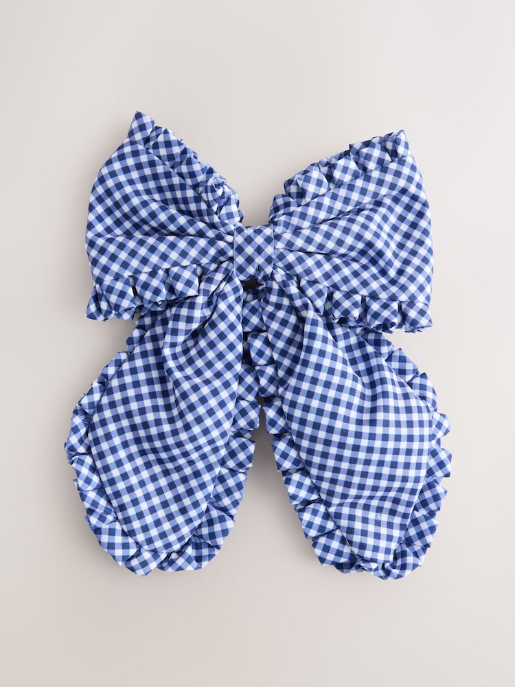 Bleu marine - Gingham Bow Hair Clip - Image 1 de 3