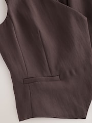Chocolate Brown Crinkle Asymmetric Waistcoat - Image 7 of 8