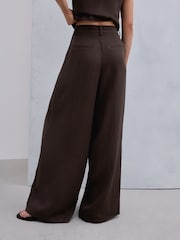 Chocolate Brown Crinkle Palazzo Trousers - Image 5 of 10