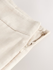 Neutral Beige Linen Rich Cropped Slim Tailored Trousers - Image 5 of 6
