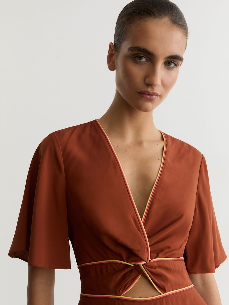 Buy Reiss Rust Orange Rosanna Piped-Trim Cut-Out Midi Dress from Next  Gibraltar