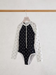 Reiss Navy/Ivory Sally 3-9 yrs Polka-Dot Long-Sleeve Swimsuit - Image 2 of 3