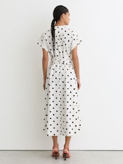 Reiss Sawyer Cotton Polka-Dot Belted Midi Dress with Stretch - Bilde 6 av 7