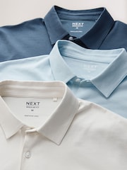 Ecru/Light Blue/Blue Stripe Printed Short Sleeve Jersey Polo Shirts 3 Pack - Image 8 of 9