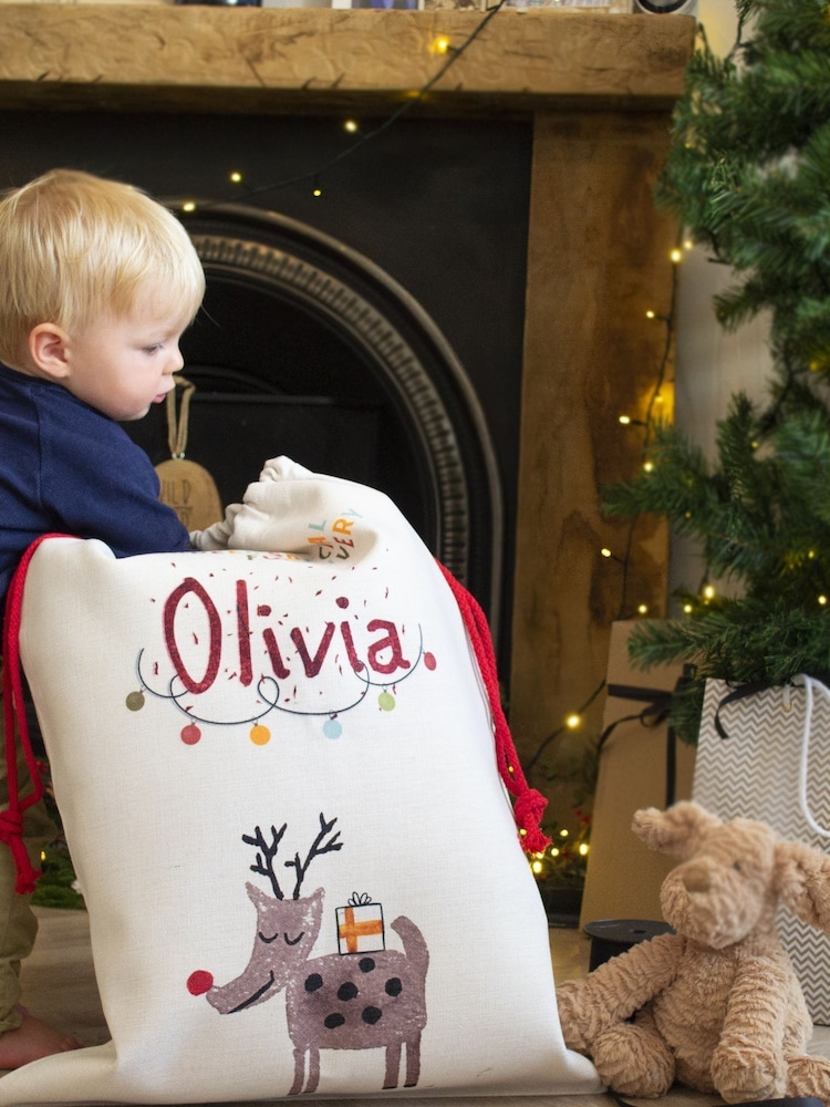 Personalised Reindeer Christmas Sack by Solesmith - Image 1 of 2