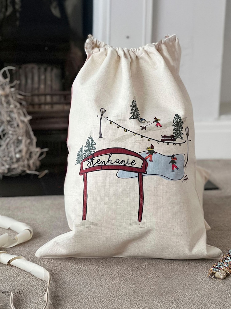 Ice Skating Scene Personalised Sack by Solesmith - Image 2 of 3