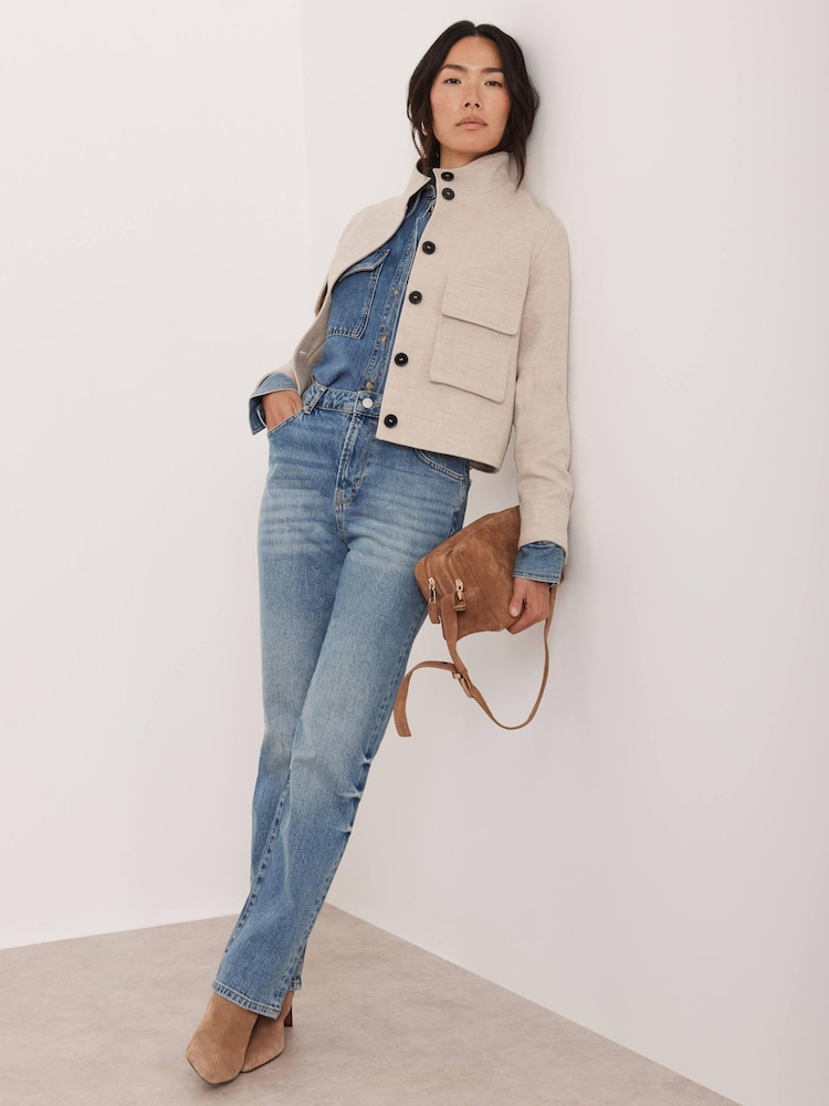 Mint Velvet Natural Wool Blend Herringbone Jacket - Image 1 of 8 Mint Velvet Natural Wool Blend Herringbone Jacket - Image 1 of 8