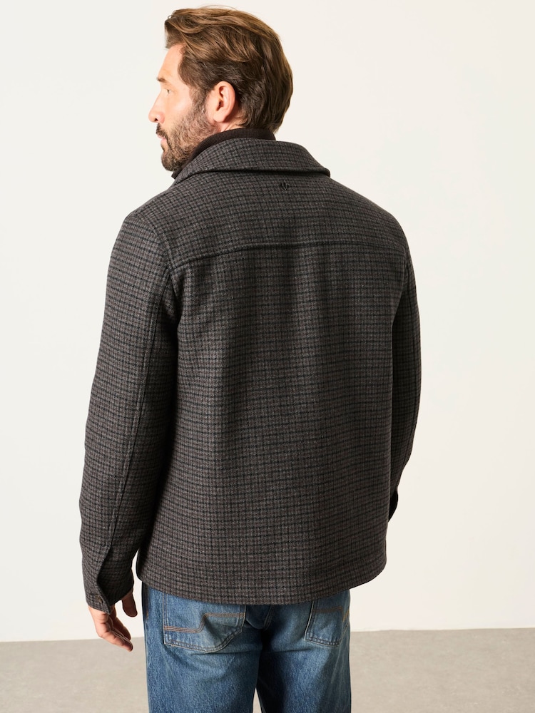 FatFace Charcoal Grey Check Shacket - Image 2 of 7