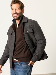 FatFace Charcoal Grey Check Shacket - Image 4 of 7