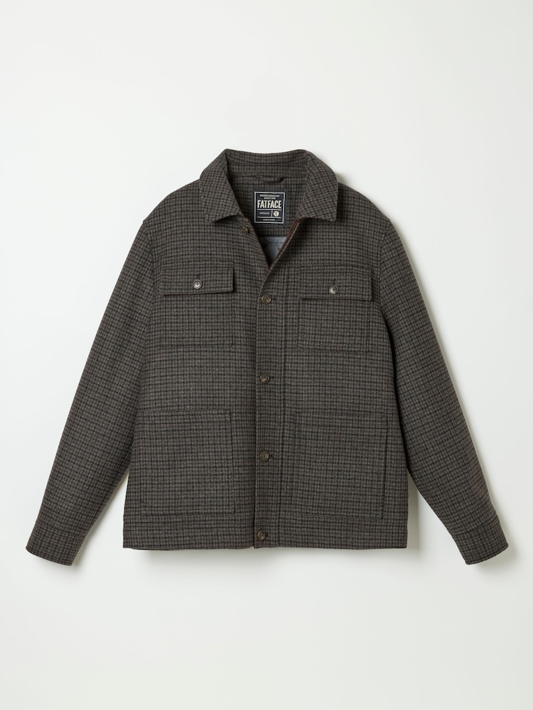 FatFace Charcoal Grey Check Shacket - Image 7 of 7