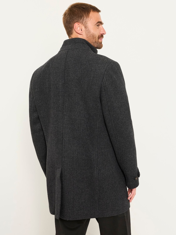 FatFace Pendeen Charcoal Grey Wool Mix Overcoat - Image 2 of 6