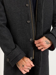 FatFace Pendeen Charcoal Grey Wool Mix Overcoat - Image 3 of 6