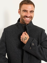 FatFace Pendeen Charcoal Grey Wool Mix Overcoat - Image 5 of 6