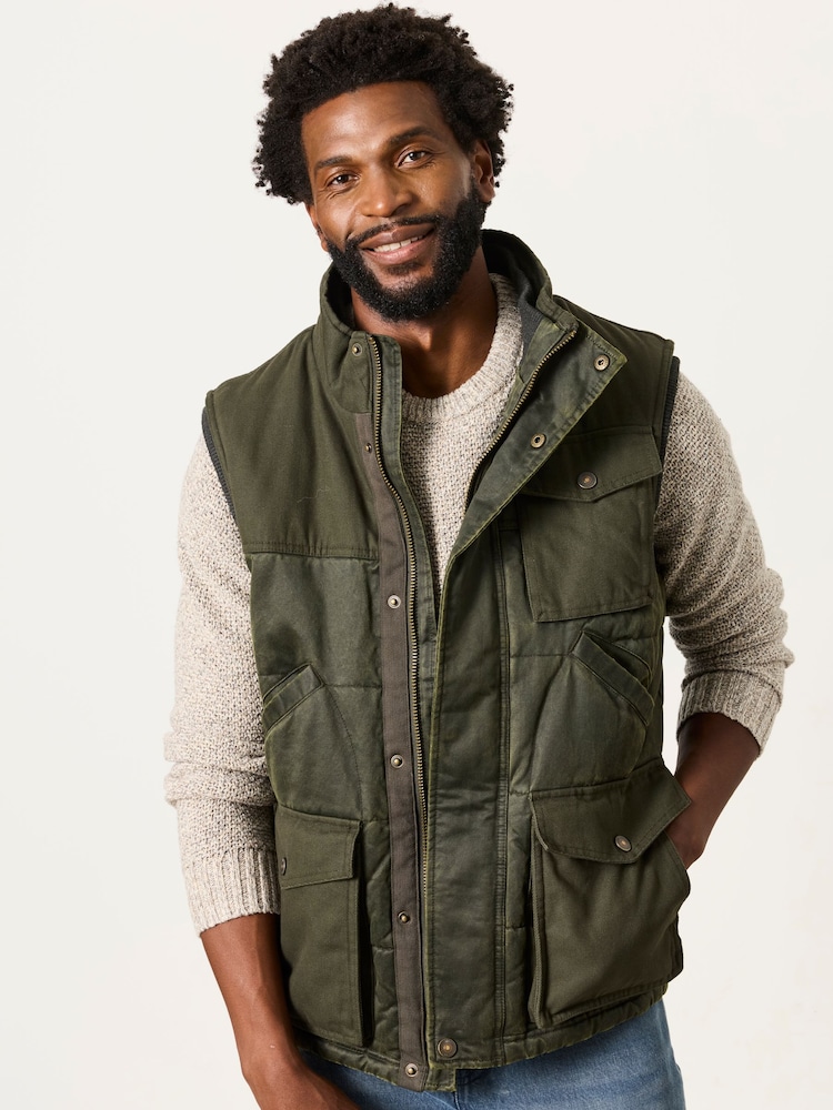 FatFace Broadsands Khaki Green Quilted Gilet - Image 1 of 6 FatFace Broadsands Khaki Green Quilted Gilet - Image 1 of 6