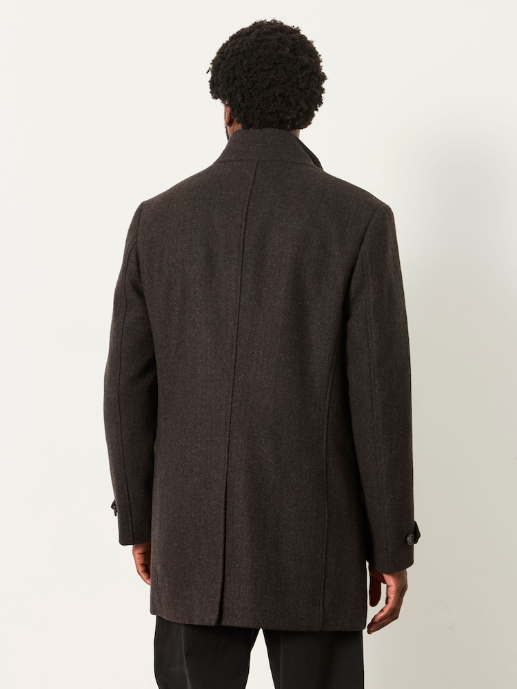 FatFace Pendeen Dark Brown Wool Mix Overcoat - Image 2 of 4