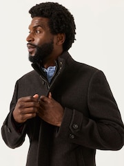 FatFace Pendeen Dark Brown Wool Mix Overcoat - Image 3 of 4