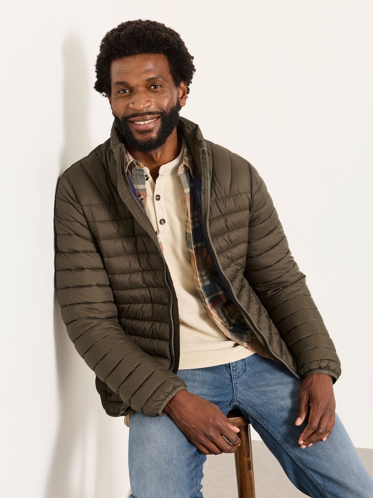 FatFace Dartmouth Khaki Green Lightweight Quilted Jacket - Image 1 of 6
